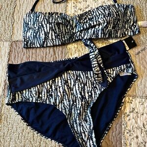 Nine West Navy and White Bikini